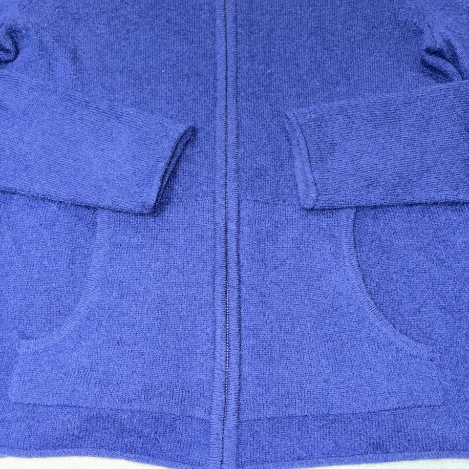 LORD & TAYLOR Small Women’s Dark Blue 100% Cashmere Two-way zip Hoodie EUC - Image 2 of 4
