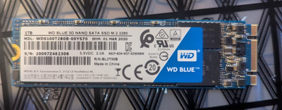 Western Digital 2280mm WD Blue 3D Nand Sata 1TB M.2 SSD WDS100T2B0B-00YS70