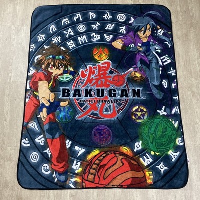 VTG 2009 BAKUGAN BATTLE BRAWLERS ANIMATED FLEECE BLANKET 50'' X 60'' GRAPHIC EUC