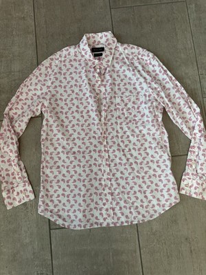 Herren Massimo Dutti Hemd normal fit Gr. XL weiß Print top