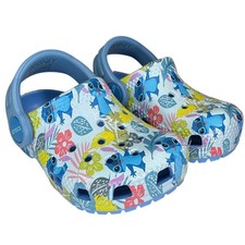 Stitch Crocs Kids Classic Clogs Toddler Sz 4 Blue Hawaiian Floral Design