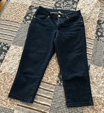 VENUS Women's Dark Blue Denim Cropped Jeans Zip Button 5-Pocket Design