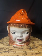 Rare Ceramic Pixie Girl  Elf Head Cookie Hard To Find Girl Elf
