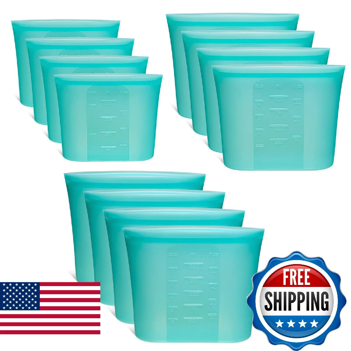 12-Pack Reusable Silicone Food Storage Bags, 100% Silicone Stand-Up Wide-Open Zi
Opens in a new wind