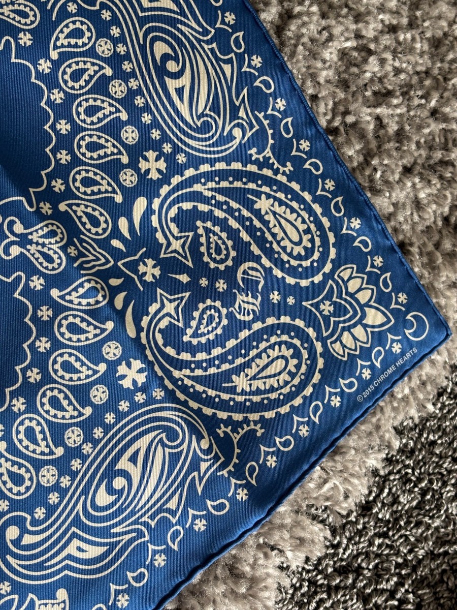 CHROME HEARTS シルクバンダナ CHROME HEARTSクロムハーツシルクバンダナ black- 夜型大型