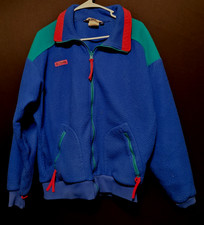 Vintage Columbia Fleece Jacket Radial Sleeve Made In USA Primary Colors Sz Large