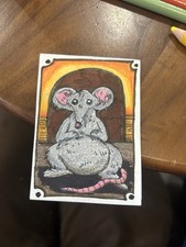 Aceo Art Card illustrazione tecnica mista originale firmata 2,5x3,5