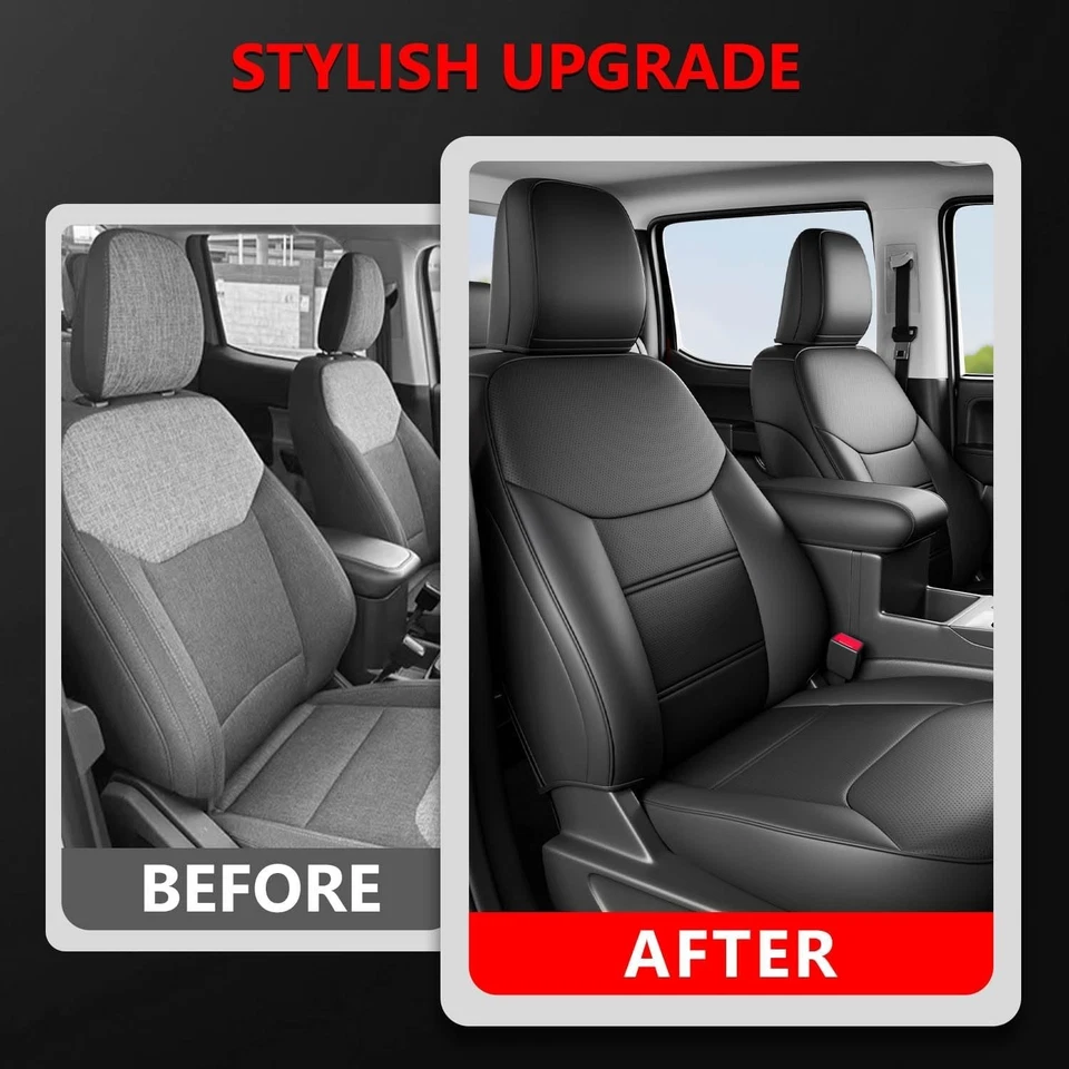 For 2022-2025 Ford Maverick Seat Covers Black PU Full Set Car Seat Protector Foto 4 de 4