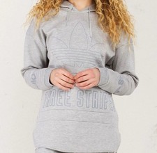 Adidas Originals Three Stripe Pullover Hoodie Medium Trefoil Oversize Athleisure