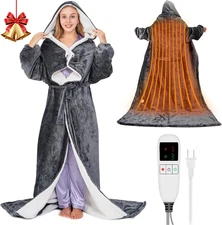 Wearable Heated Blanket for Women with Removable Footpocket,Electric Snuggle Hea