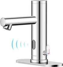 Touchless Bathroom Sink Faucet with Deck Plate Infrared Sensor Hands-Free Faucet