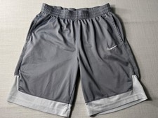 Nike Youth Boys Dri Fit Basketball Shorts Grey White XL 9" Inseam Pockets