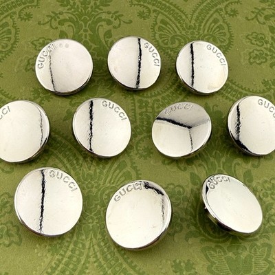 SET OF 10 GUCCI SILVER BUTTONS VINTAGE METAL ROUND 19MM