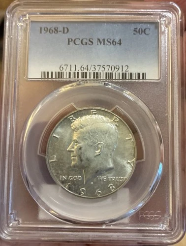1968 D Silver Kennedy Half Dollar PCGS MS65