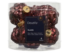 6 Christbaumschmuck Zapfen Glas 7cm Glaszapfen matt & glänzend Kastanienbraun