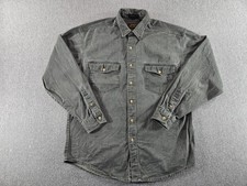 Eddie Bauer Shirt Men's Large Vintage Elkhorn Twill Cotton Button Up Made in USA