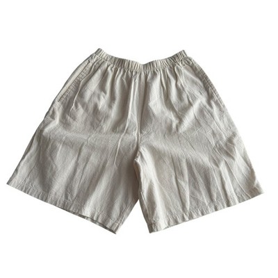 Deva Lifewear USA Made Handsewn Pure Cotton Elastic Waist Natural Cream Shorts L
