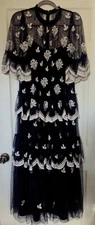 Needle and Thread dress 8 long black and ivory worn once. Back zip closure.