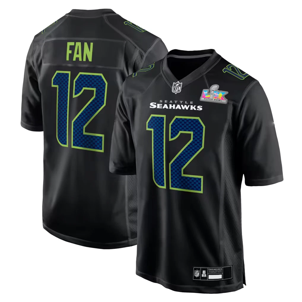 Men's Seahawkss Super B.owl LX Patch Game Jersey Black NWT HOT