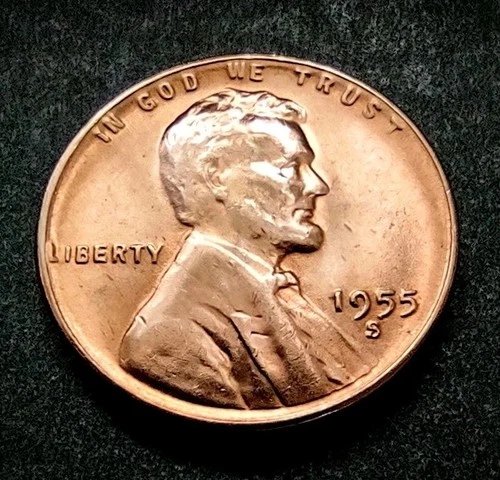 1955-S  Lincoln Wheat Cent Penny   VINTAGE   Very Good Condition   FREE SHIPPING