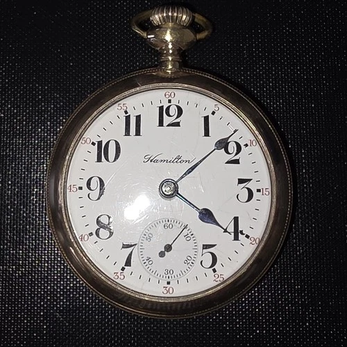Antique Hamilton 924 17j 18s Pocket Watch Gold Filled Runs
