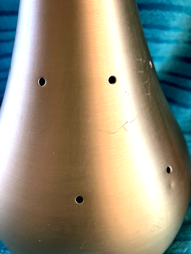 Quality Mid Century Atomic Reproduction Perforated Brushed Gold Pendant Light - Picture 3 of 11