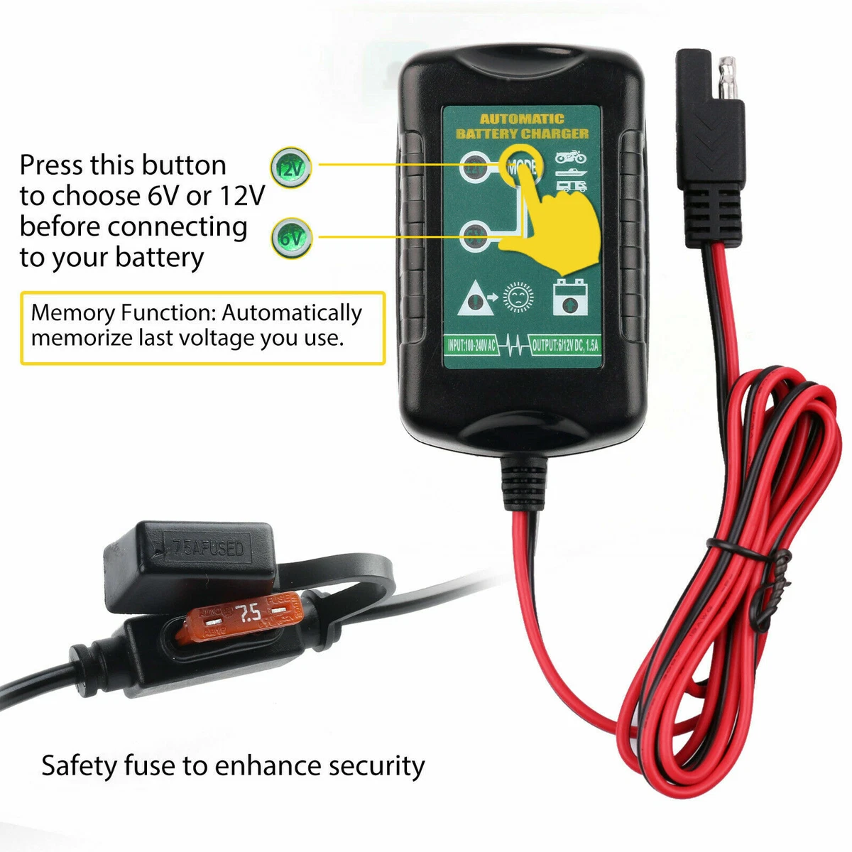 Automatic Battery Charger Maintainer Motorcycle Trickle Float For
