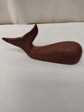 Vintage Hand Carved Solid Wood Sperm Whale Fish Sculpture Orcas