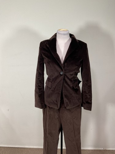 Banana Republic W9mejs Brown velvet Jacket Pant Suit Set Size 4 - Picture 2 of 9