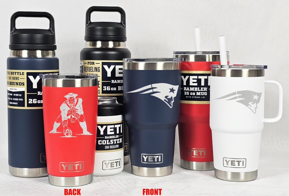New England Patriots YETI Laser Engraved Tumblers, Mugs, Can