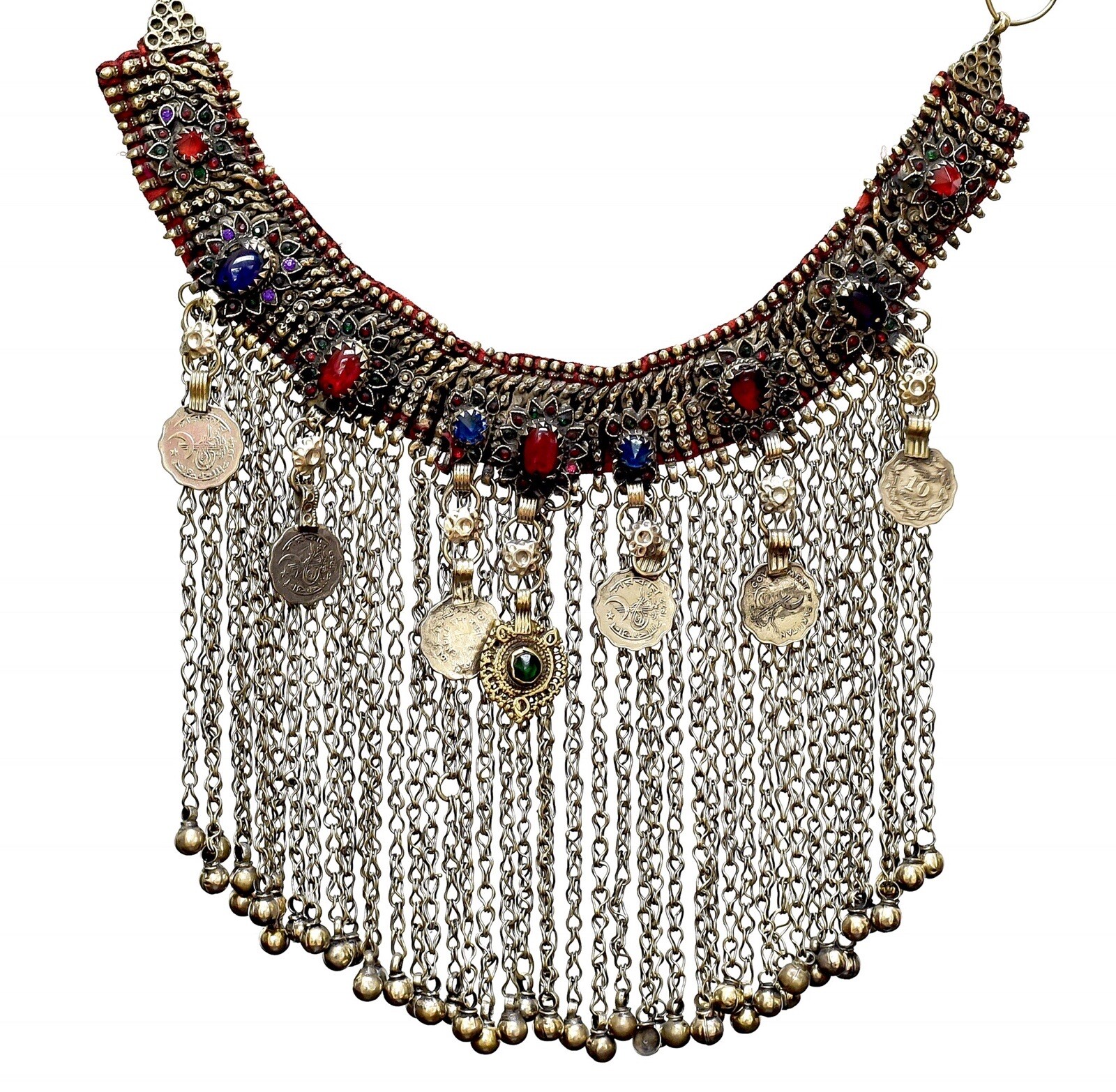 Afghan Kuchi necklace long vintage boho Gem