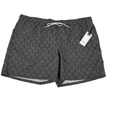 NWT Goodfellow Swim Trunks XXL Geometric Print Black Gray Drawstring Pockets NEW
