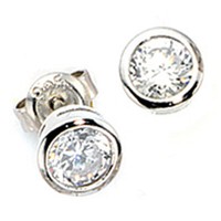 "Jobo\"29910\"Ohrstecker Rund 925 Sterling Silber Rhodiniert 2 Zirkonia Ohrringe"