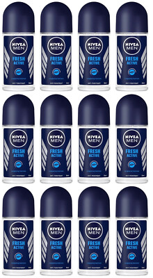 (Pack of 12) Nivea Fresh Active Anti-Perspirant Deodorant Roll On Men 12x50ml