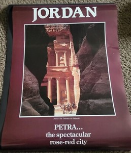 VINTAGE POSTER - JORDAN PETRA THE SPECTACULAR ROSE-RED CITY EL KHAZNEH
