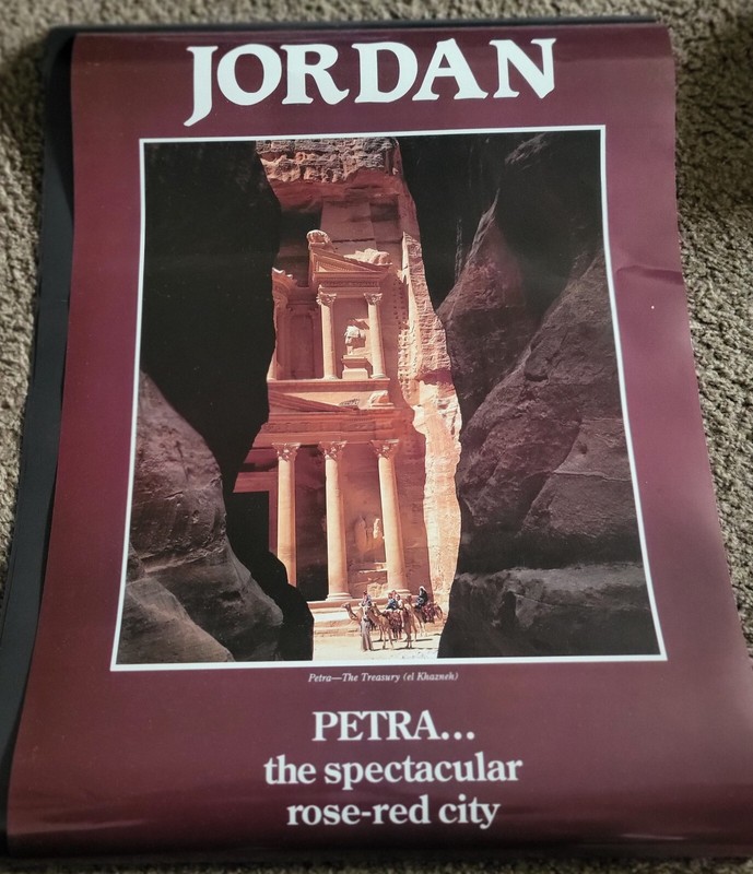VINTAGE POSTER - JORDAN PETRA THE SPECTACULAR ROSE-RED CITY EL KHAZNEH