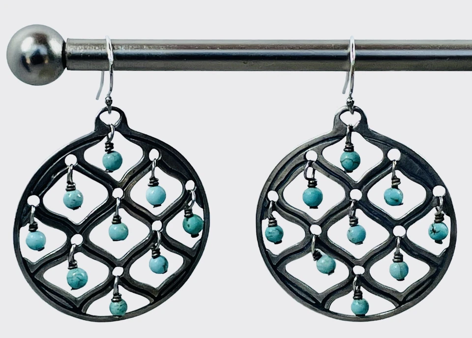 Silpada V W1682 Blue Howlite Earrings 925 Sterling Silver Dangle Turquoise - Image 4 of 4