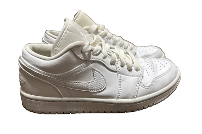 Nike Air Jordan 1 Low Triple White Leather Sneakers AO9944-111 