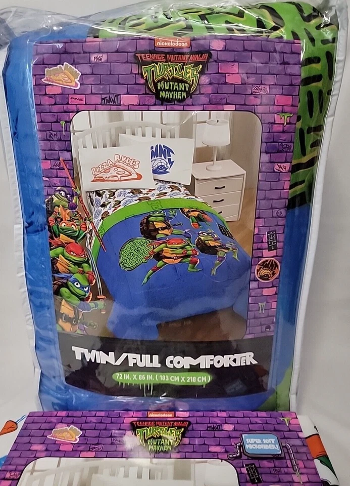 Edredón tamaño completo TMNT + Juego de cama de sábanas a juego Teenage Mutant Ninja Turtles Foto 2 de 3
