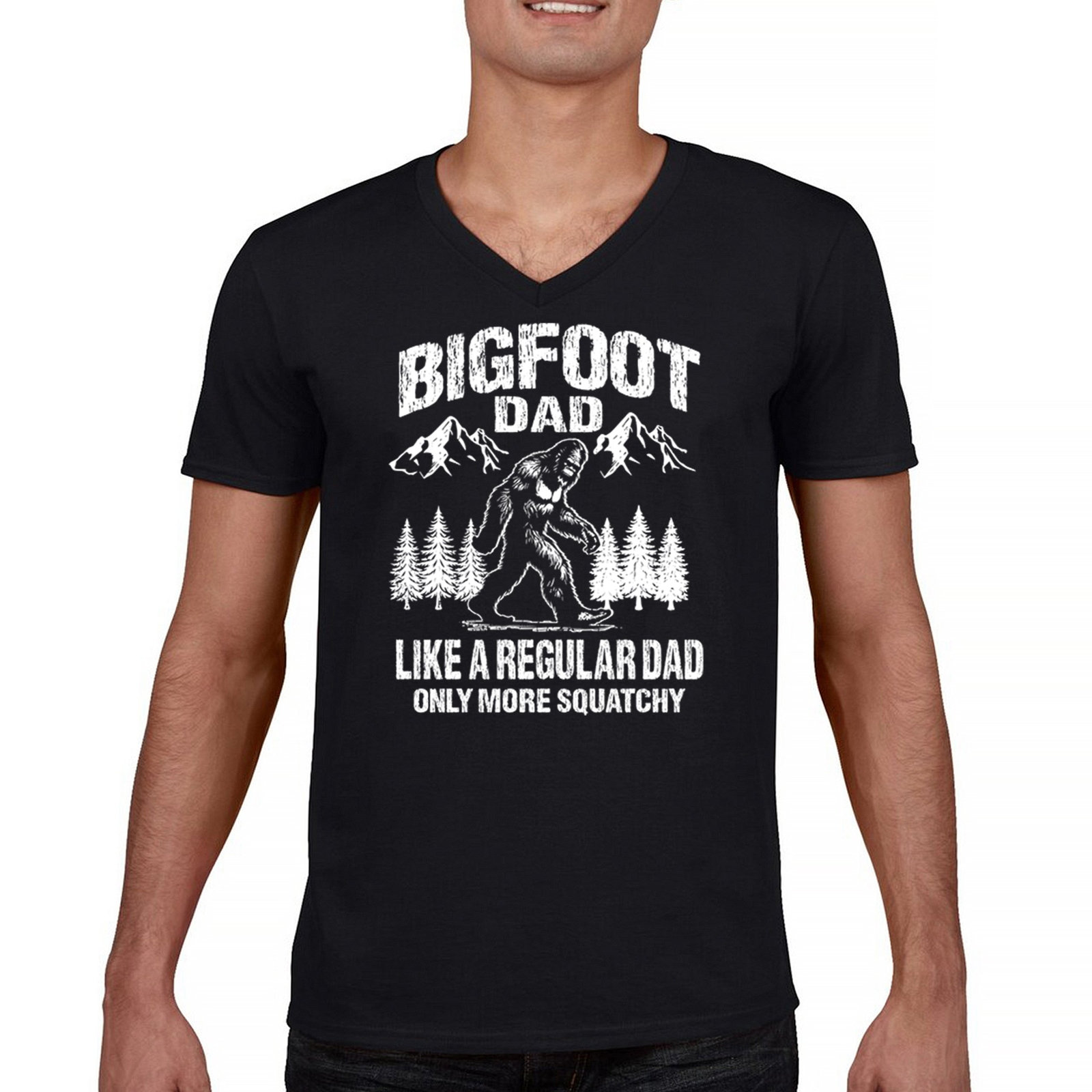 ALTRA T shirt scollo a V Bigfoot papà divertente papà sasquatch papà scherzo yeti festa del papà maglietta