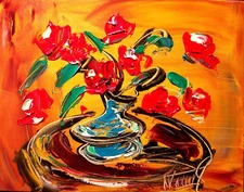 Mark Kazav FLOWERS  Impressionism    Fine Art Original Painting CANVAS rgegw4