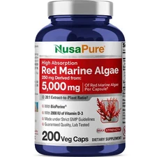 NusaPure Red Marine Algae 201 Extract 250 mg Equivalent to 5000 mg 200 Veggie...