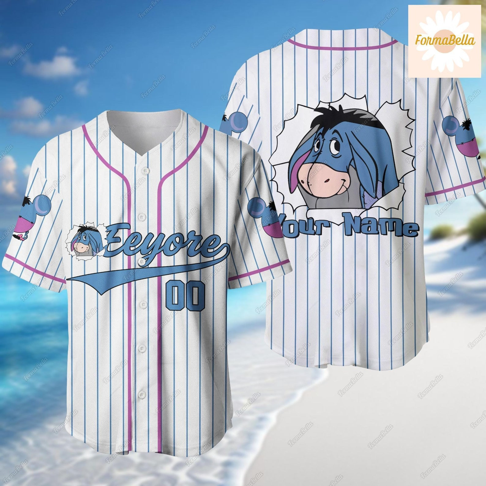 Personalized  Winnie The Pooh Disney Donkey Eeyore Baseball Jersey Shirt