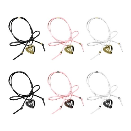 Fashion Heart Pendant Necklace Adjustable Knotted Bowknot Choker Neck