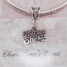SILVER NURSES CALL THE SHOTS MEDICAL EURO CHARM BRACELET BEAD PENDANT & POUCH