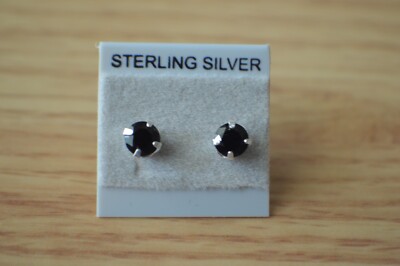 Ohrstecker 0,75 kt Thai schwarzer Spinell Sterlingsilber 5 mm VS