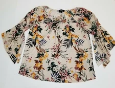 Womens Naif Blouse Top Size L Floral 3/4 Sleeves