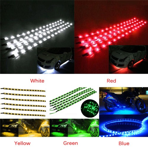 2/6PCS wasserdichte DC 12V Motor LED Streifen Unterbodenleuchten für Motorrad - Picture 4 of 17