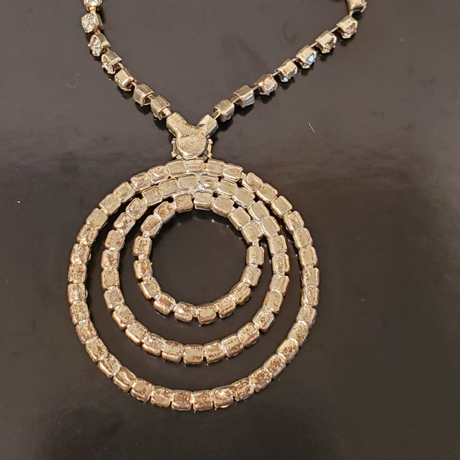 Rhinestone Circle Statement Necklace 20" - image 4