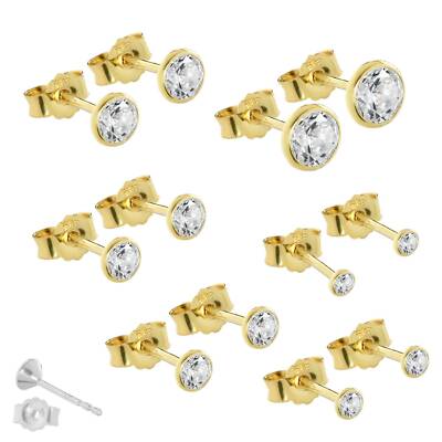 PAAR echt 585 gelb GOLD OHRSTECKER Cubic Zirkonia Solitär OHRRINGE OHRHÄNGER TOP